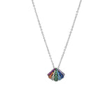 STNW-472, 925 Sterling Silver Shell Shape of Rainbow - silver color