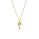 STNW-473, 925 Sterling Silver Palm Palm Tree Pendant Necklace-silver color
