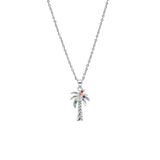 STNW-473, 925 Sterling Silver Palm Palm Tree Pendant Necklace-silver color