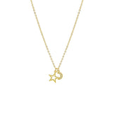 STNW-481, Sterling Silver Star and Heart Pendant Necklace gold color