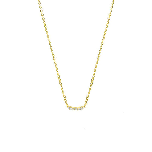 STNW-493, Women Sterling Silver Tiny Icy Bar Necklace