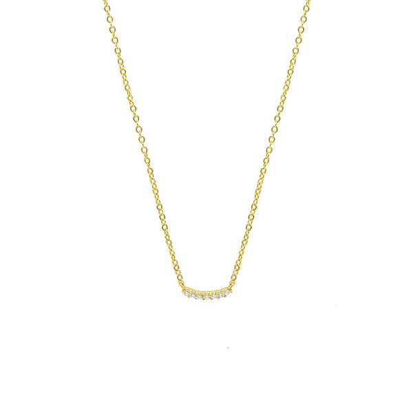 STNW-493, Women Sterling Silver Tiny Icy Bar Necklace