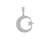 STPW-222, Sterling Silver Muslim Crescent Moon Star Pendant